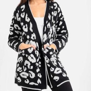 Black & White Leopard Print Cardigan